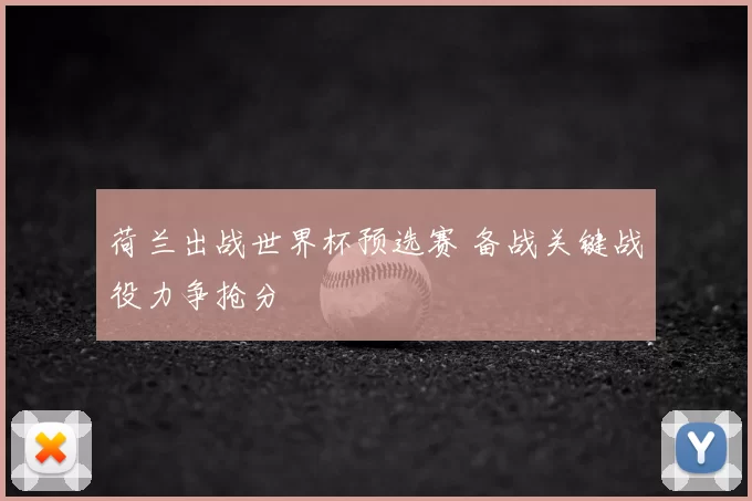 荷兰出战世界杯预选赛 备战关键战役力争抢分